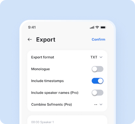 Export Transcript